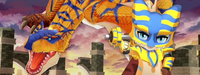 『モンスターハンターパズル アイルーアイランド』ティガレックス初登場イベントのキービジュアル