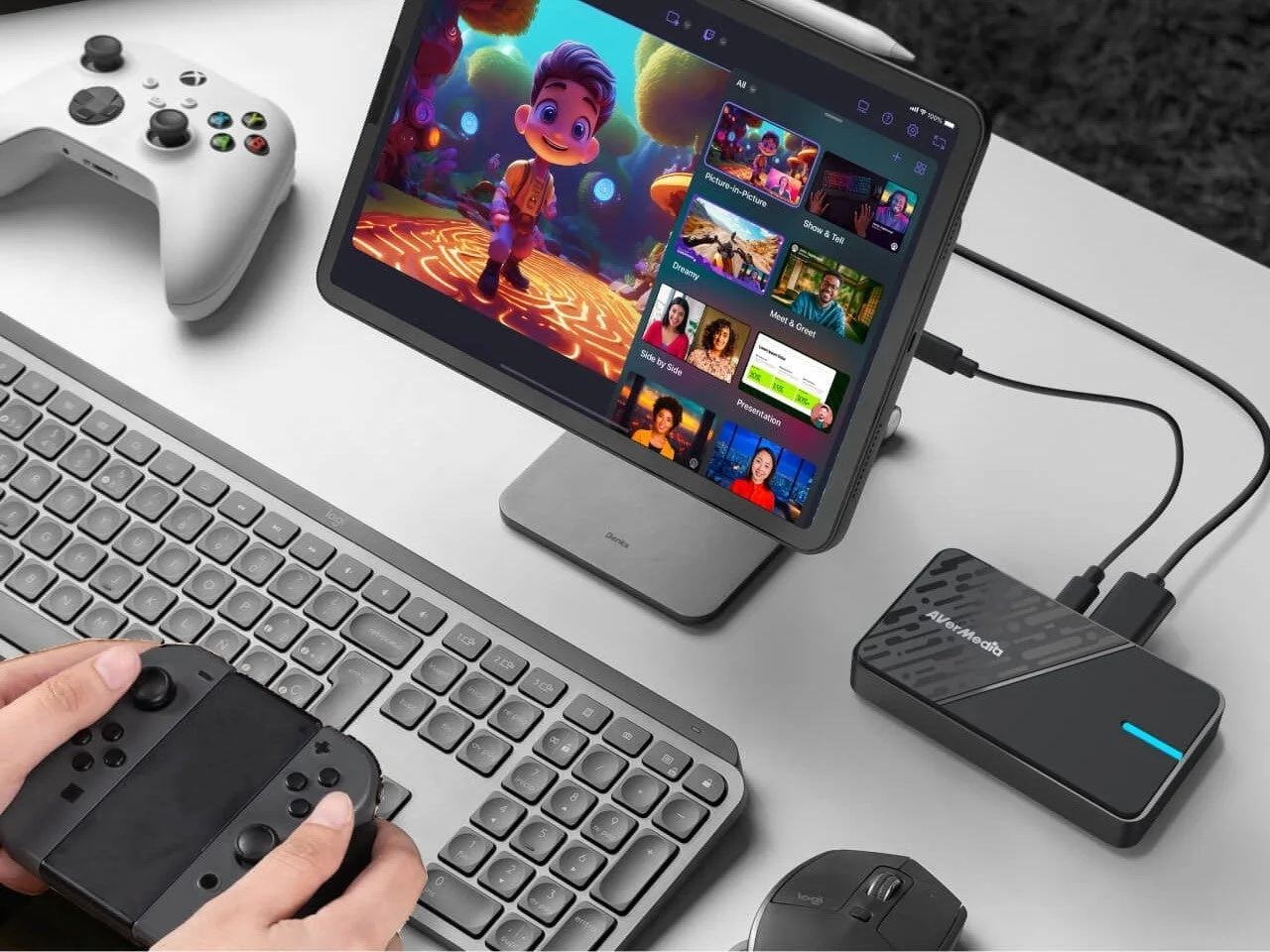 AVerMediaキャプチャーデバイスとiPad、コントローラーの接続例