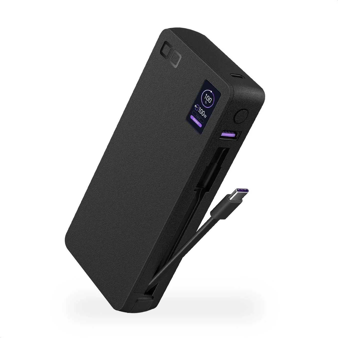 CIO SMARTCOBY Pro CABLE 100W 20K ブラック、ケーブル内蔵の製品写真