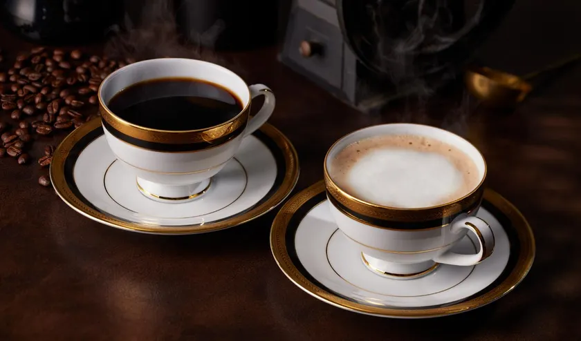 ローソンのMACHI cafe＋で提供されるゲイシャブレンドのコーヒーとカフェラテ