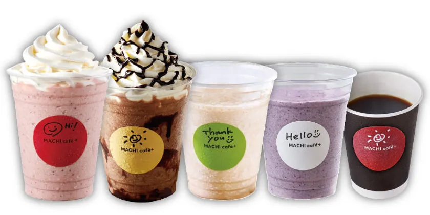 MACHI cafe＋で提供される多様なドリンクメニューの一例