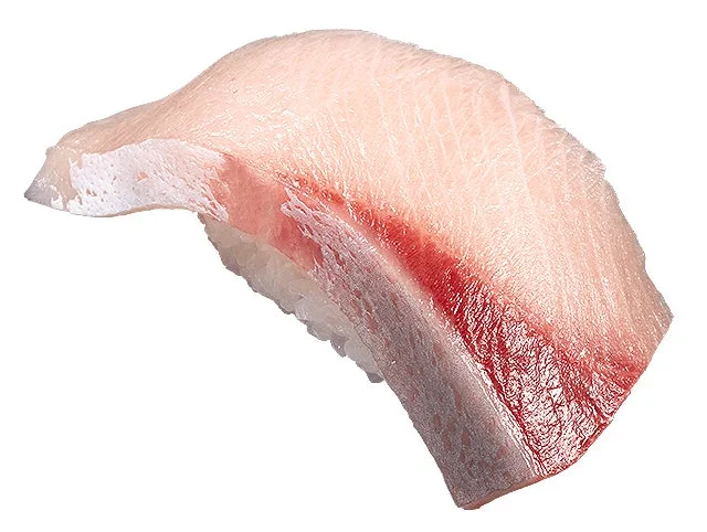 脂の乗った寒ぶりの腹側を使った国産活〆寒ぶりはらみの握り寿司。