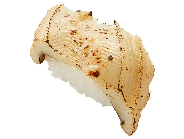 香ばしく炙られた活〆ふわとろ煮穴子の握り寿司。