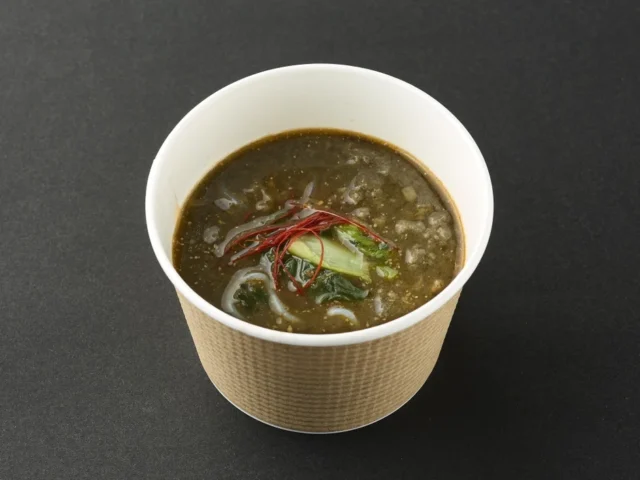 ピリ辛黒胡麻担々春雨スープ