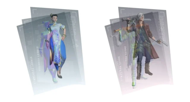 レンチキュラーポストカードの春麗とダンテのデザイン