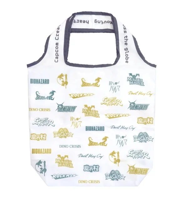 カプコンのゲームタイトルロゴがデザインされたエコバッグ