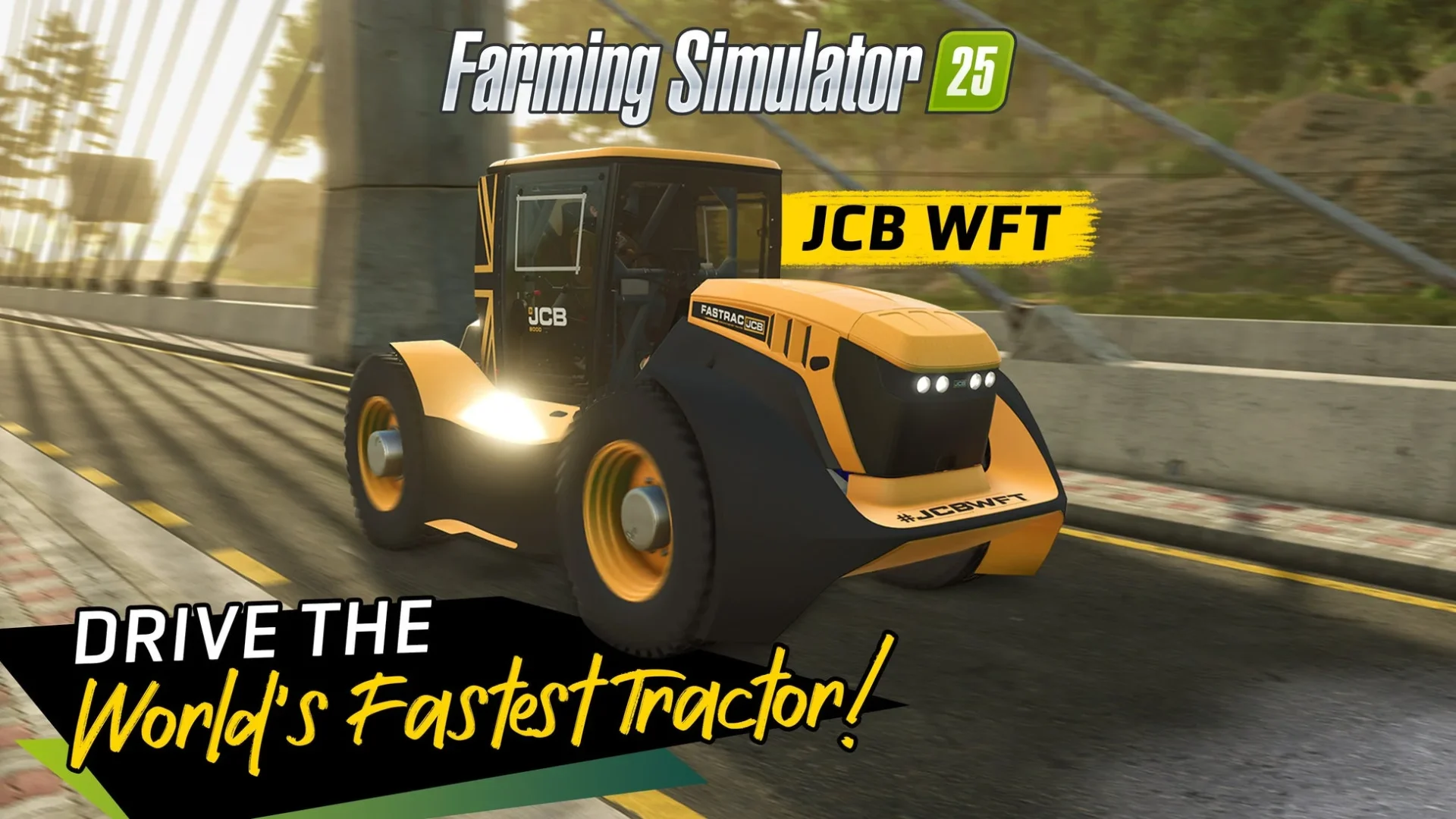 世界最速のトラクターJCB WFTが高速で走行するゲーム画面