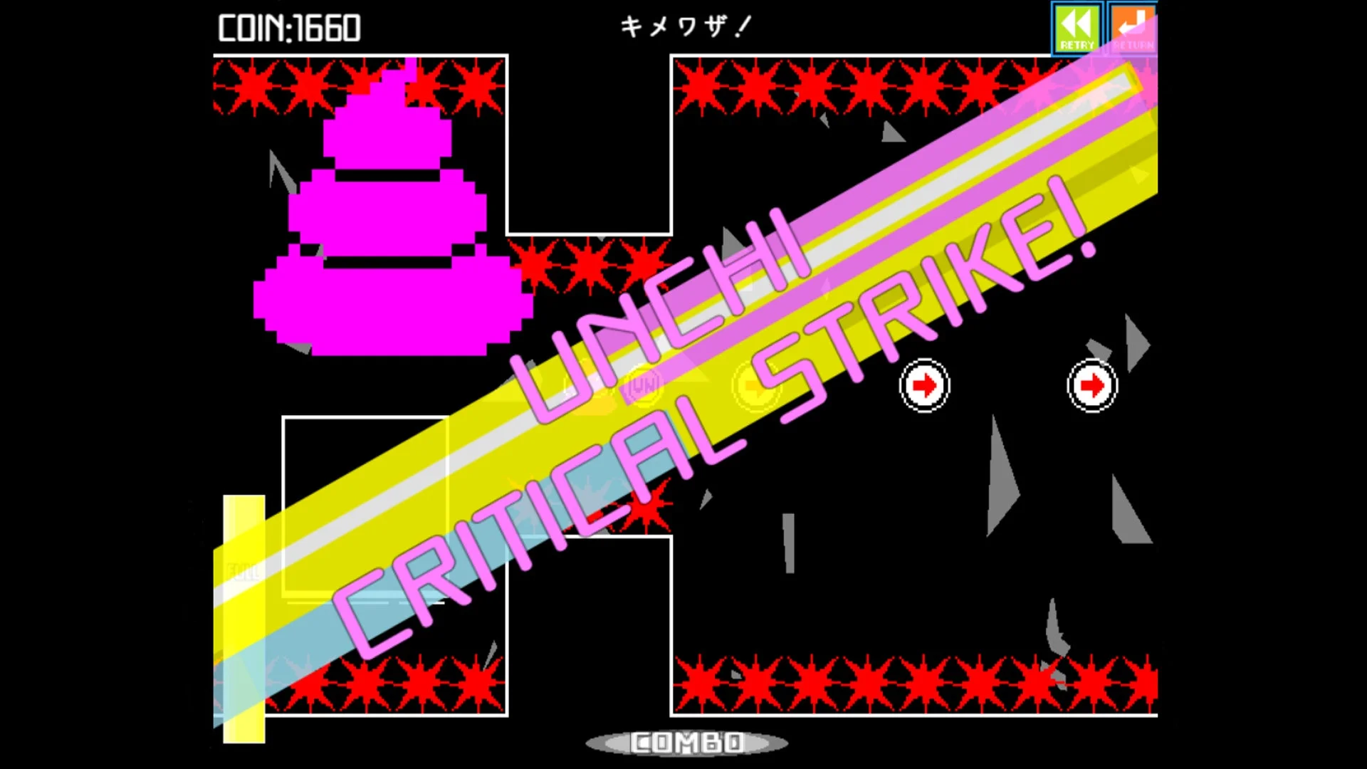 ウンコテクニカのクリティカルストライク発生時のゲーム画面