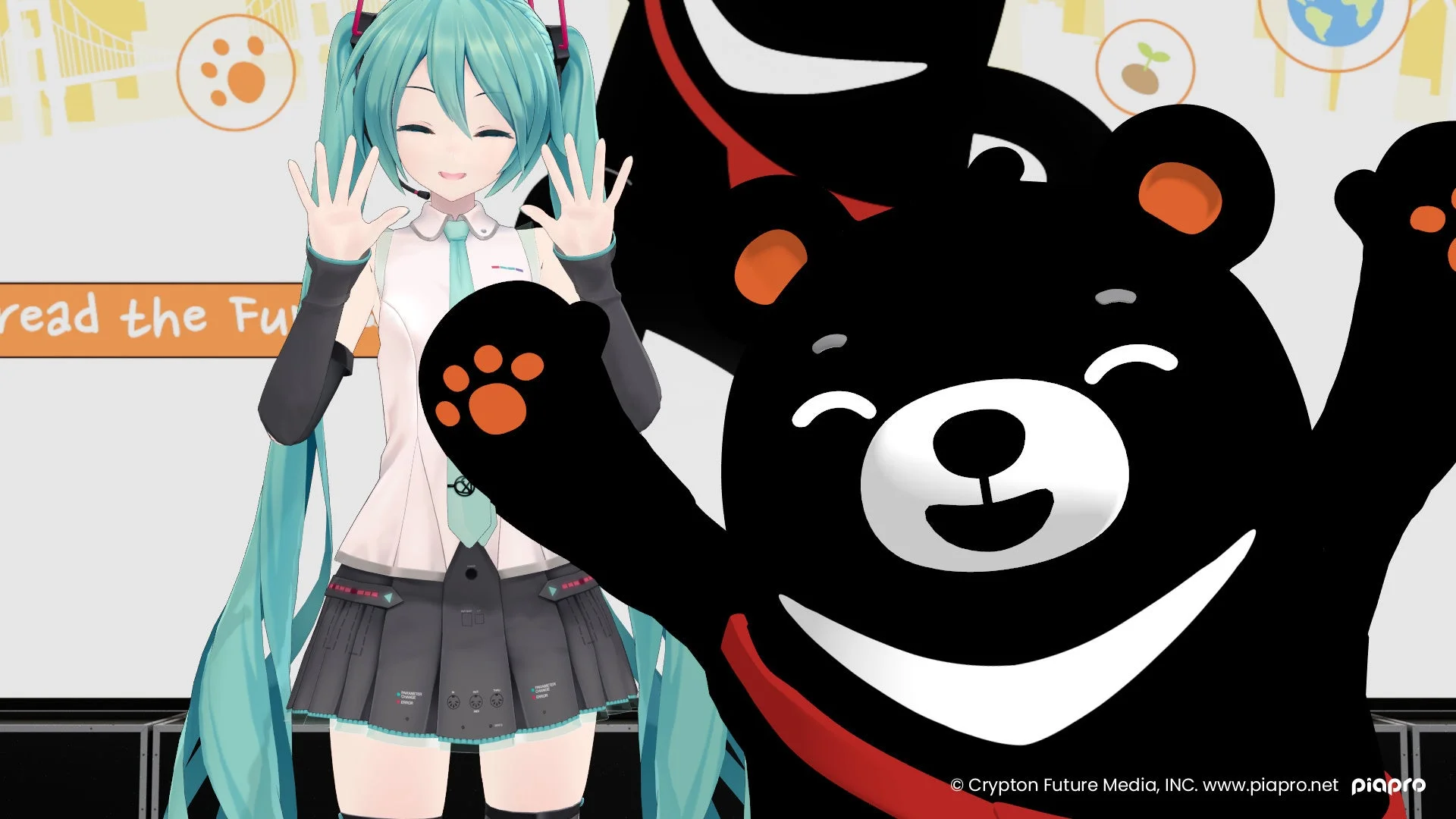 福熊×初音ミク初コラボ！　世界11カ国連動キャンペーン「Give me five! A better life」で登場