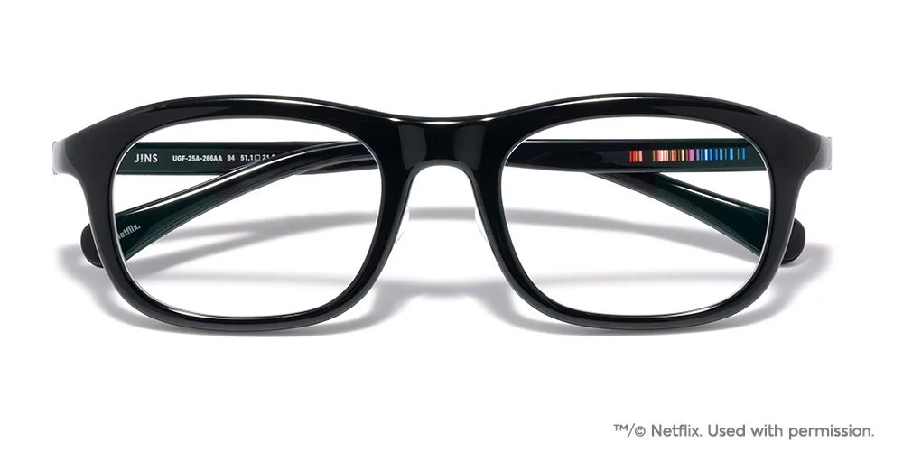 JINS HOME × Netflixコラボ Actionモデルの黒縁メガネ