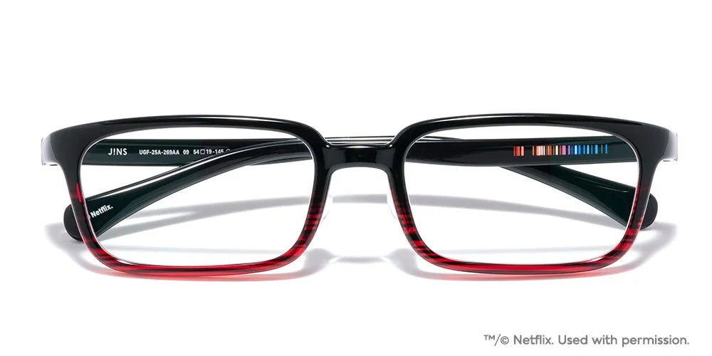 JINS HOME × Netflixコラボ Documentaryモデルの赤縁メガネ