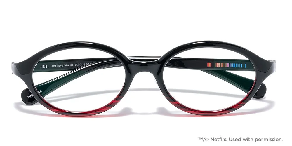 JINS HOME × Netflixコラボ Romanceモデルの丸みのある赤縁メガネ