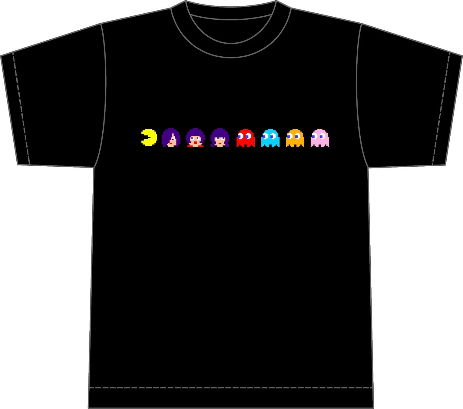 パックマンとヤバイTシャツ屋さんコラボTシャツのデザイン（ドット絵）