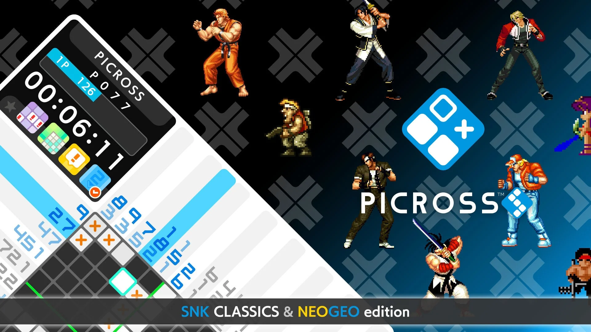 ピクロスS SNK CLASSICS & NEOGEO editionのキービジュアルとゲーム画面
