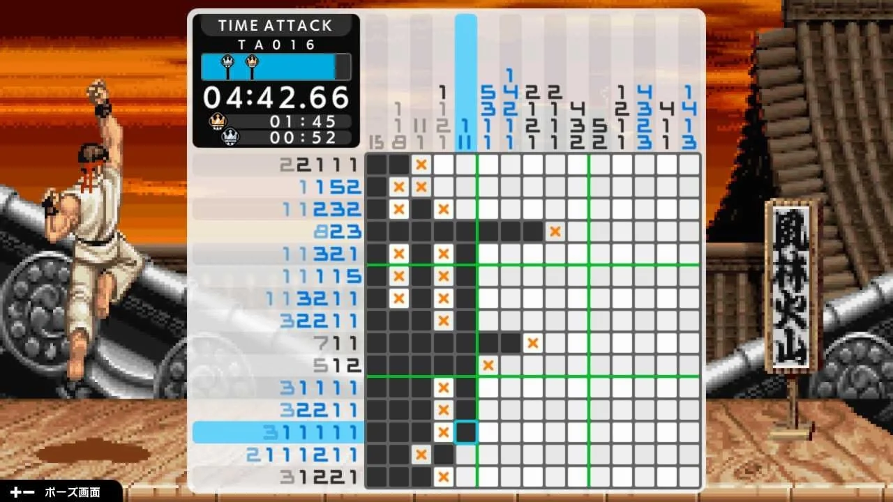 タイムアタックモードで金冠を獲得したゲーム画面