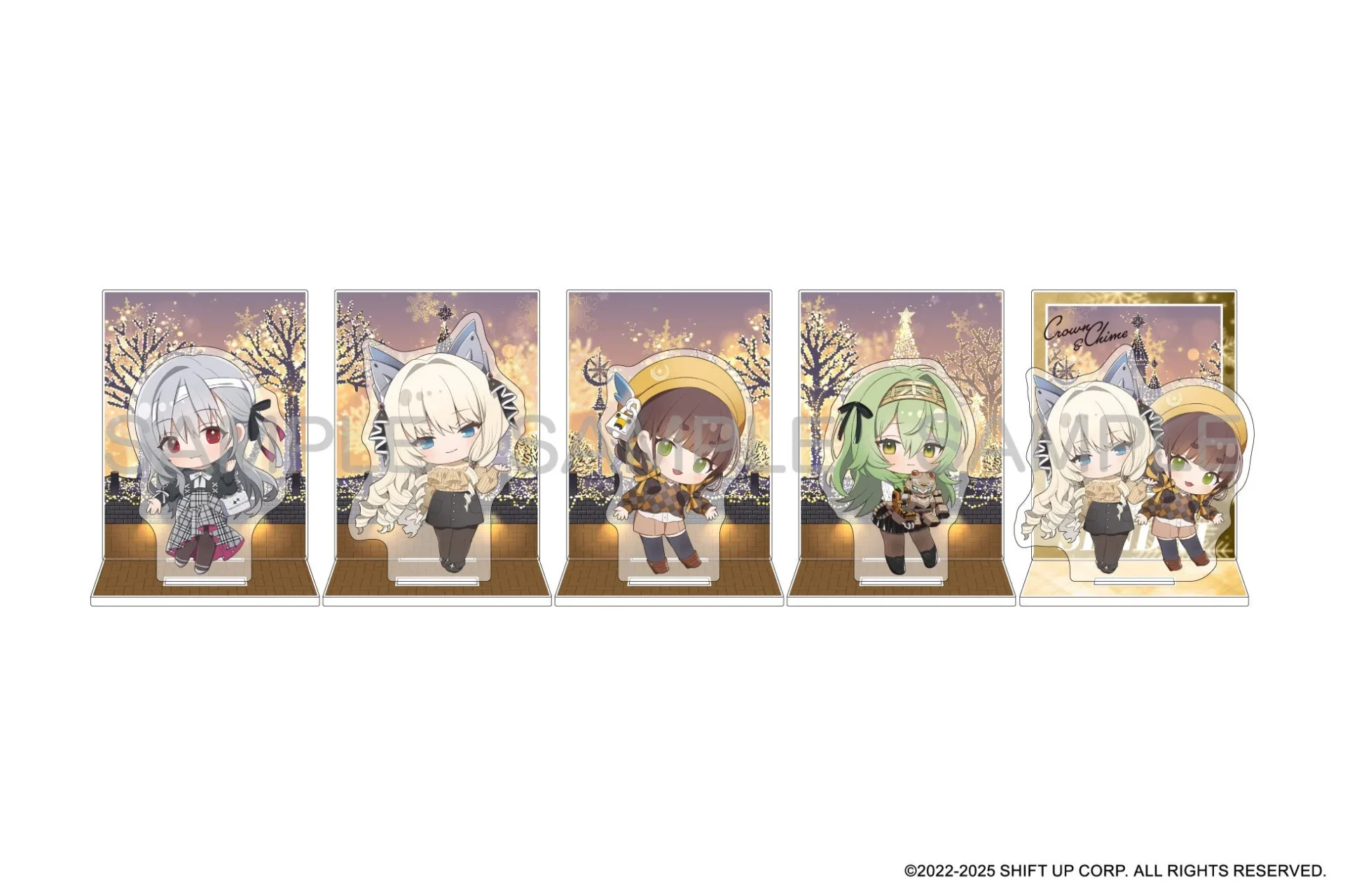 ウィンターデフォルメイラストのトレーディングミニジオラマアクリル