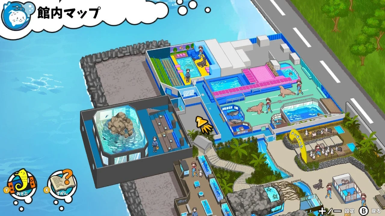 ゲーム内の伊勢シーパラダイス館内マップ