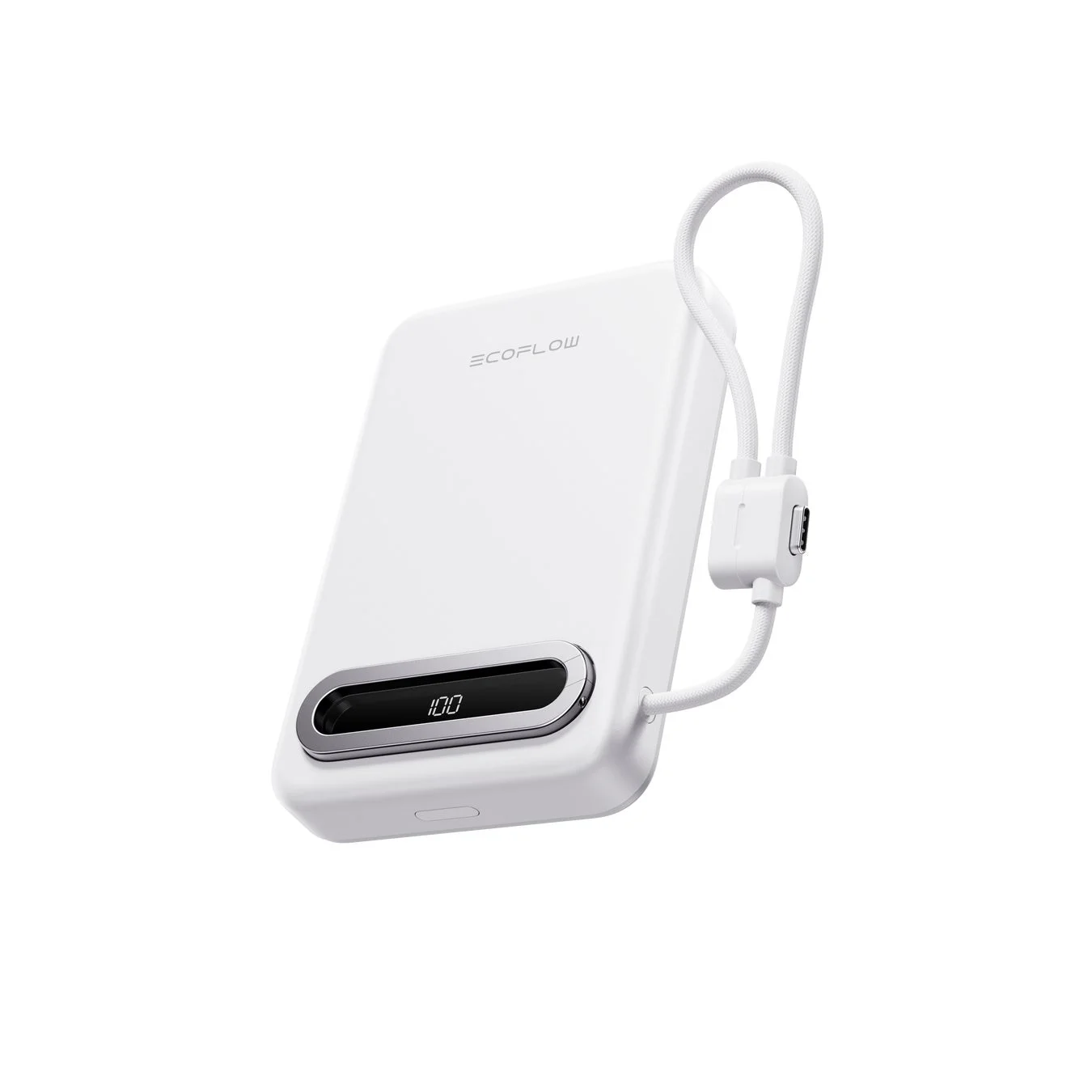 USB-Cケーブル内蔵のEcoFlow RAPID Mag Power Bank（白）