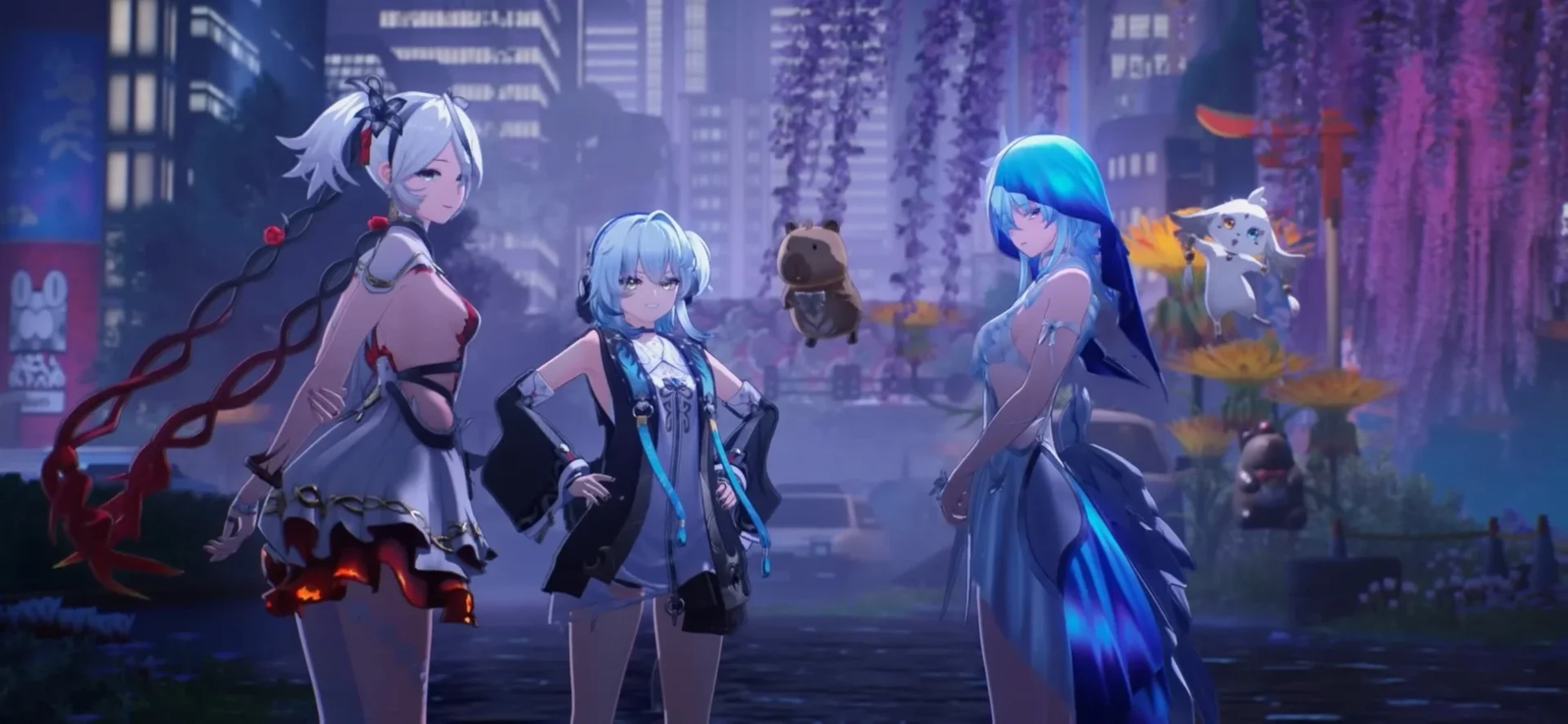 新エリア「時の狭間に廃れていく街」のキャラクターたちと街並み。