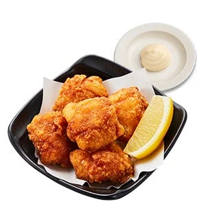 特盛二段仕込の醤油とり唐揚げ5個にレモンと別添えマヨネーズ