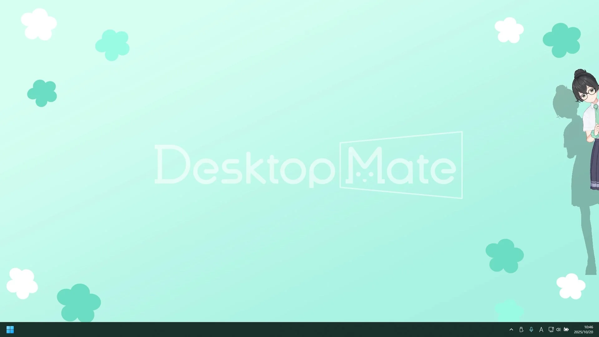 Desktop Mate 花隈千冬 夏服がデスクトップの端に立つ様子