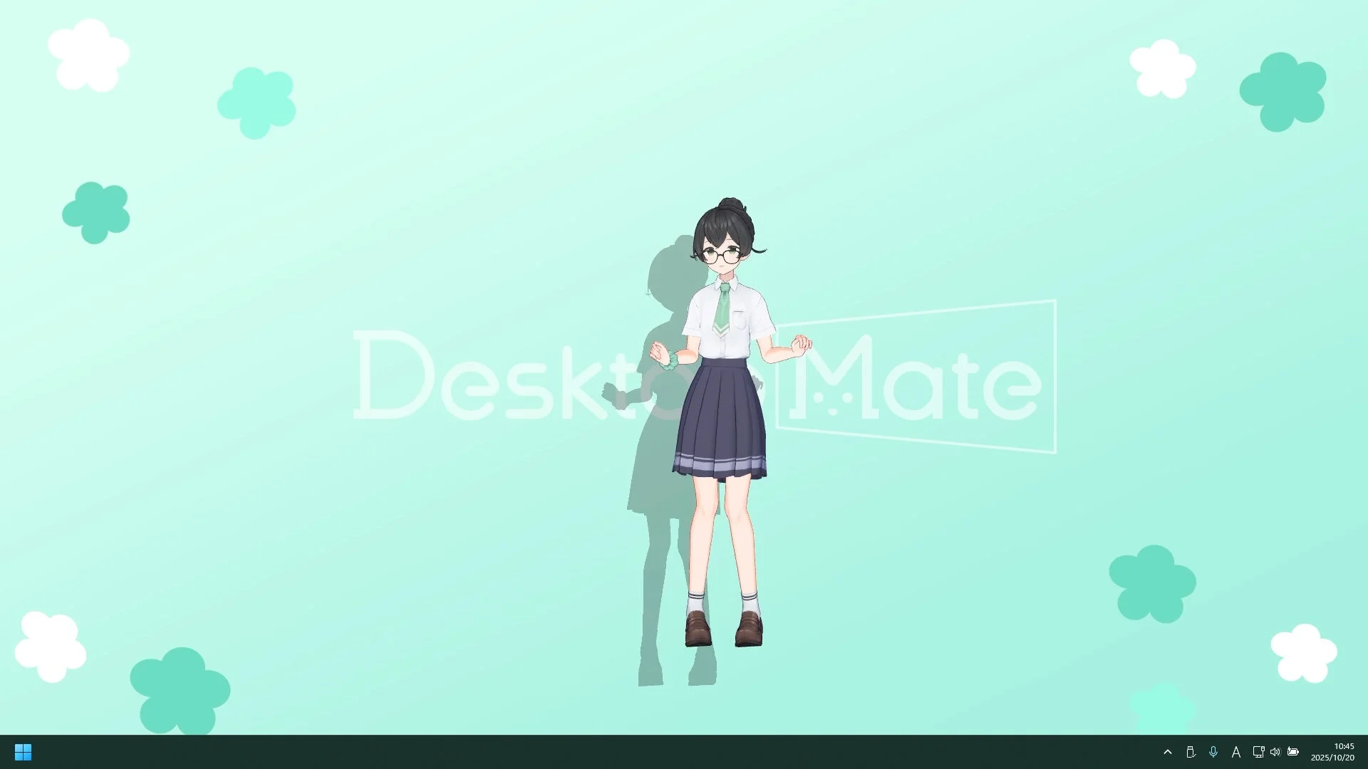 Desktop Mate 花隈千冬 夏服がデスクトップ上で立つ様子