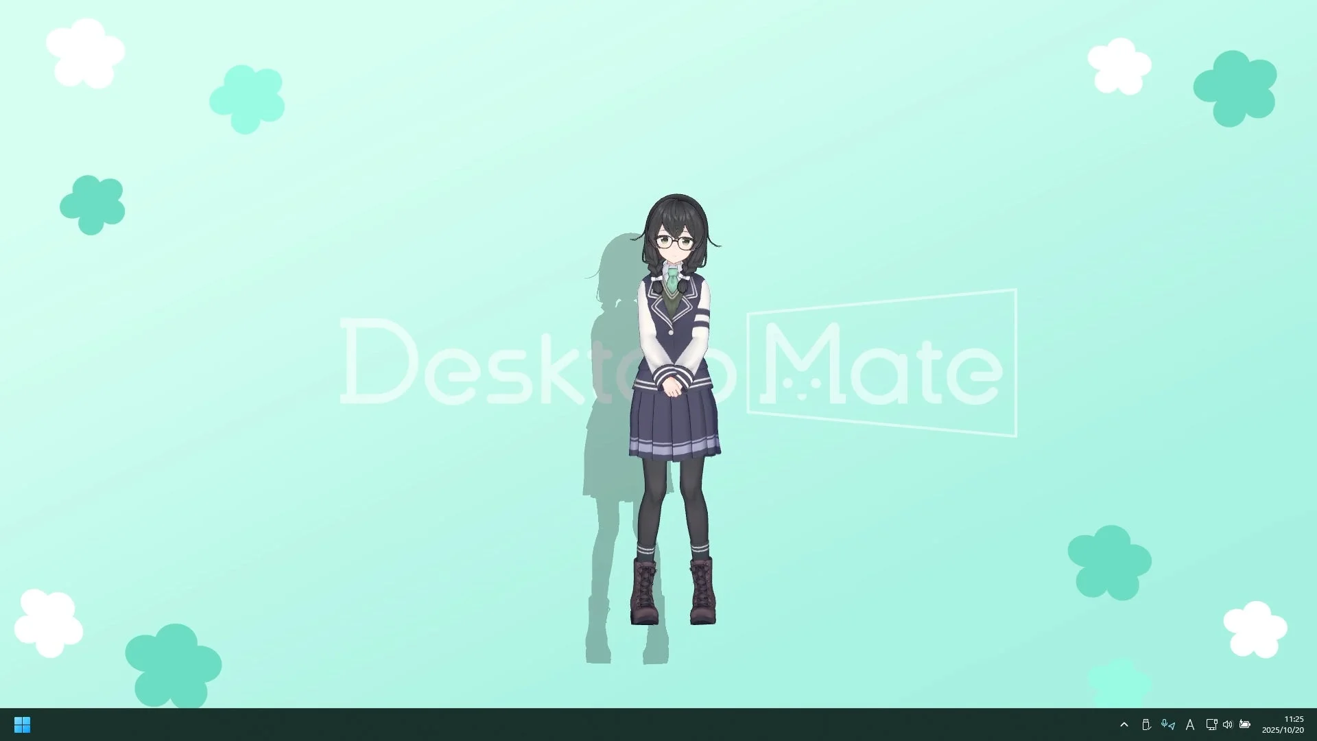 Desktop Mate 花隈千冬 冬服がデスクトップ上で立つ様子