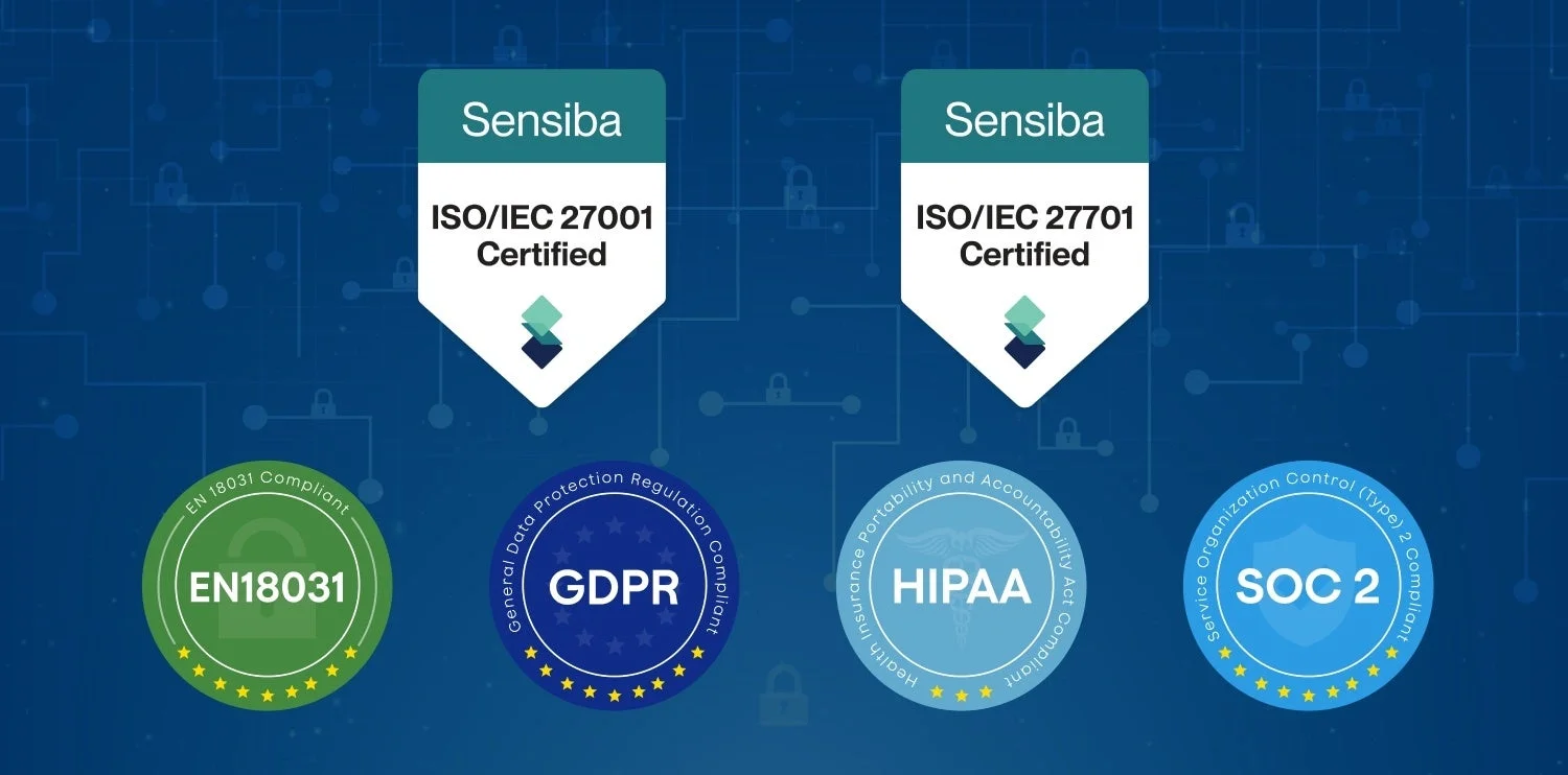 Plaudが準拠するISO/IECやGDPRなどのセキュリティ認証ロゴ