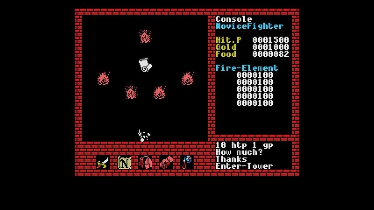 ザナドゥMSXのダンジョン探索：炎の敵との遭遇