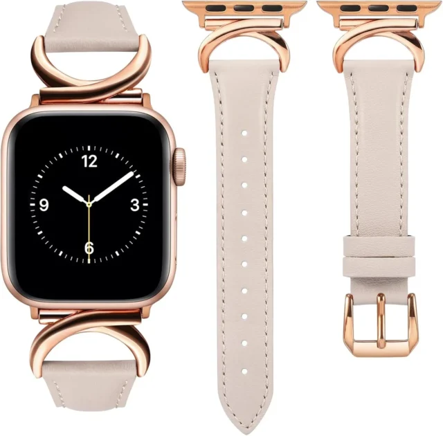 Apple Watchと上品なベージュのレザーバンド179