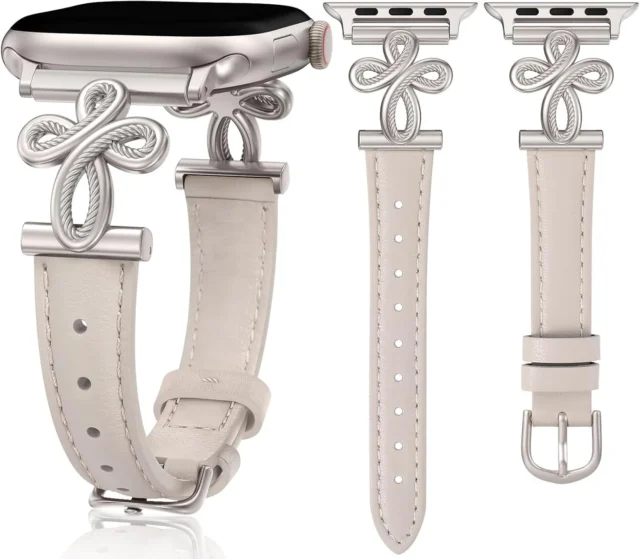 Apple Watchとリボン装飾のレザーバンド298