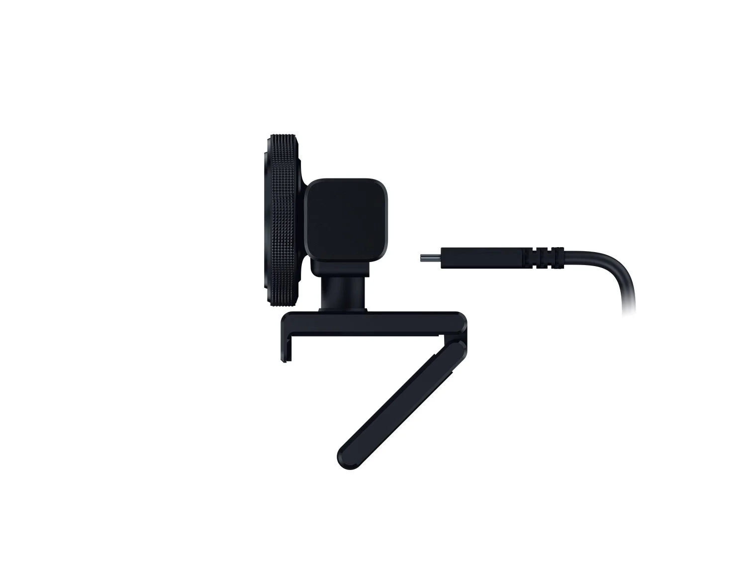 Razer Kiyo V2の側面。脱着可能なUSB-Cケーブルが写っている。