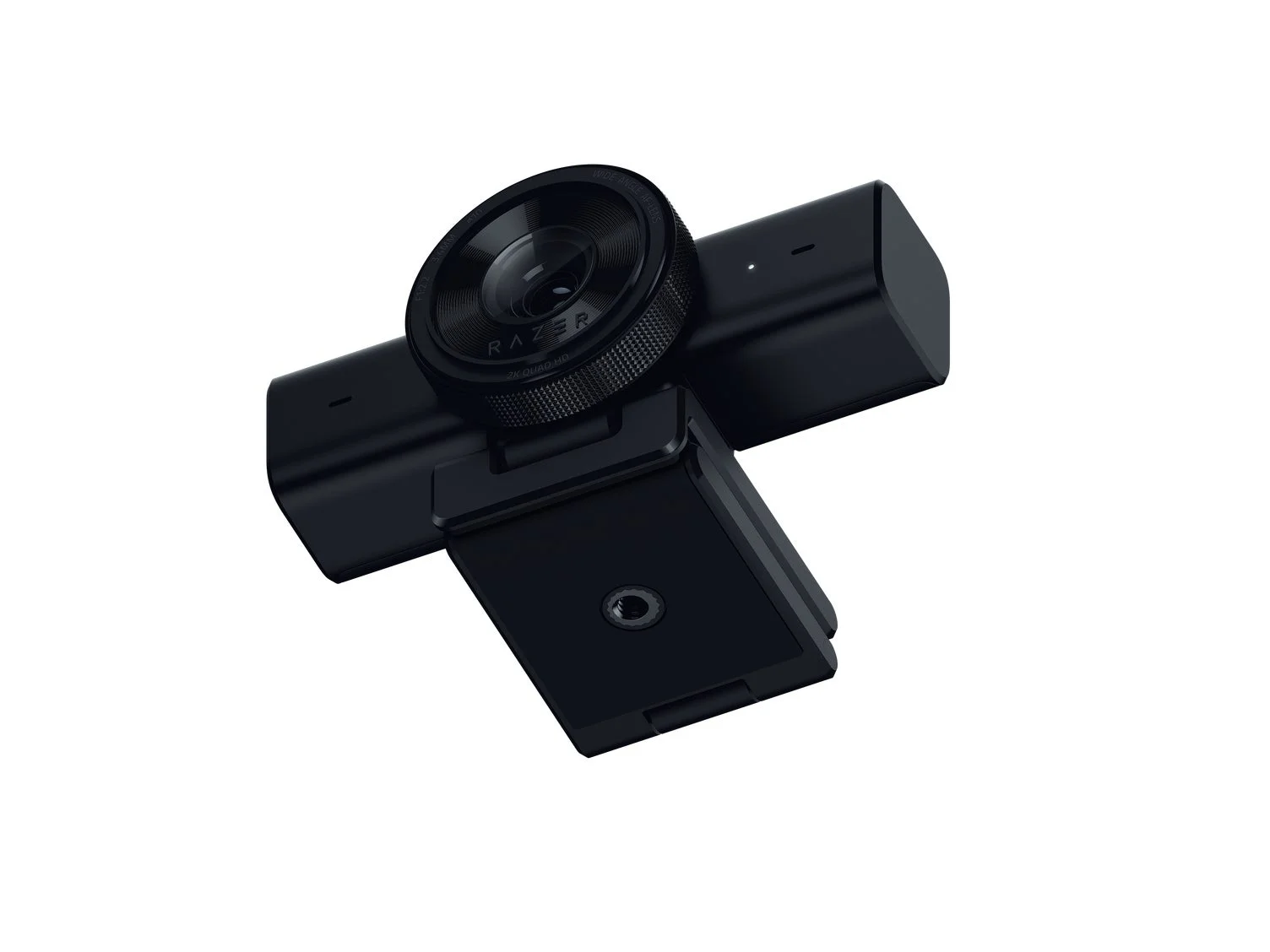 Razer Kiyo V2 Xを斜め上から見た画像。本体の底面には三脚穴が見える。