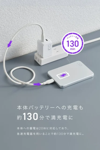 SMARTCOBY SLIM Ⅱ Wireless2.0 SS5Kの充電時間とパススルー充電
