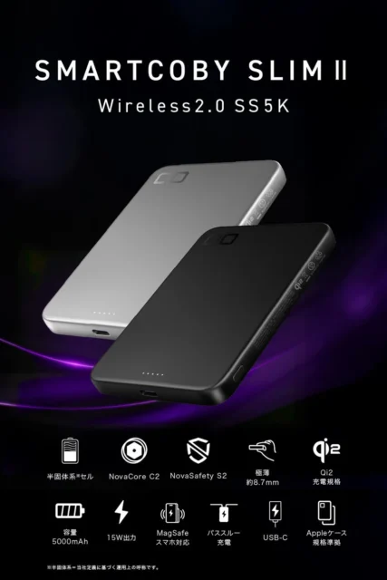 SMARTCOBY SLIM Ⅱ Wireless2.0 SS5Kの主要機能アイコンと製品画像
