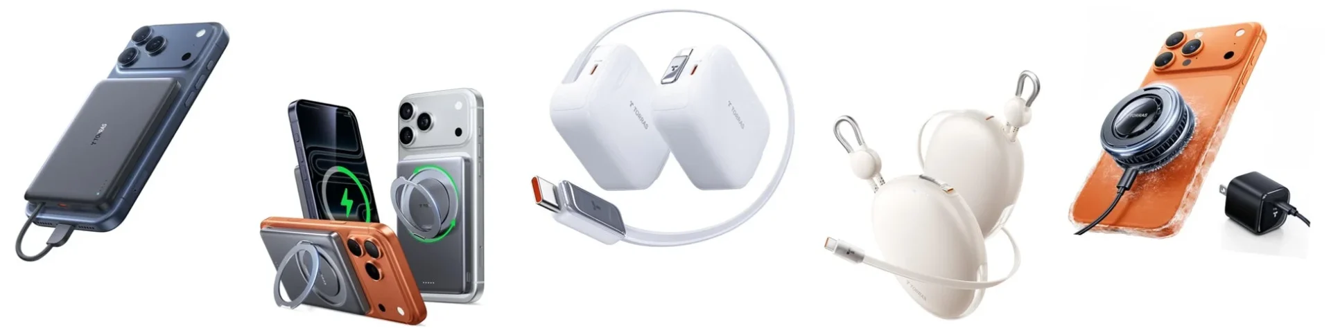 TORRASの充電器、モバイルバッテリー、冷却ファン付きワイヤレス充電器の製品群