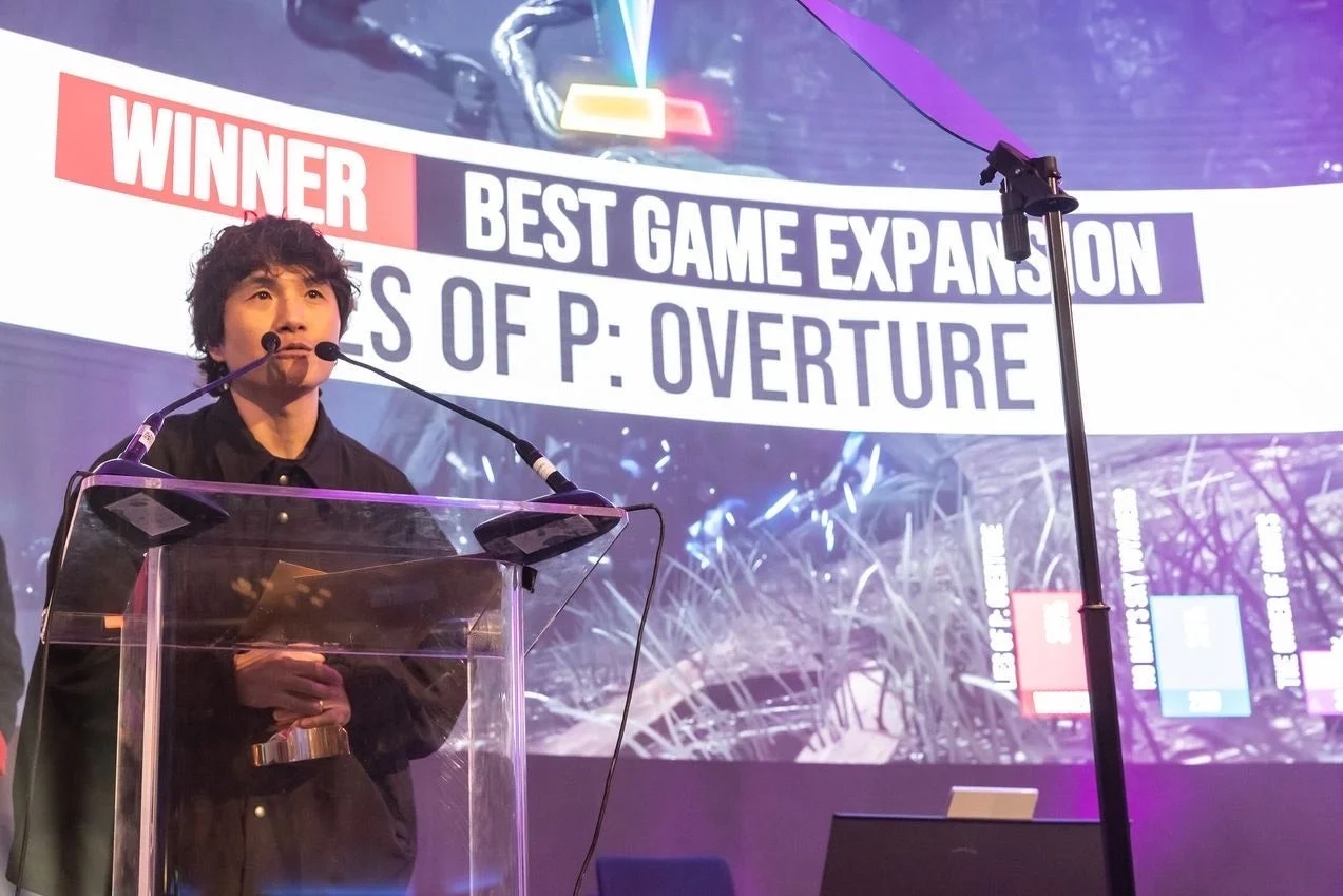 Golden Joystick Awardsで受賞スピーチを行う開発者