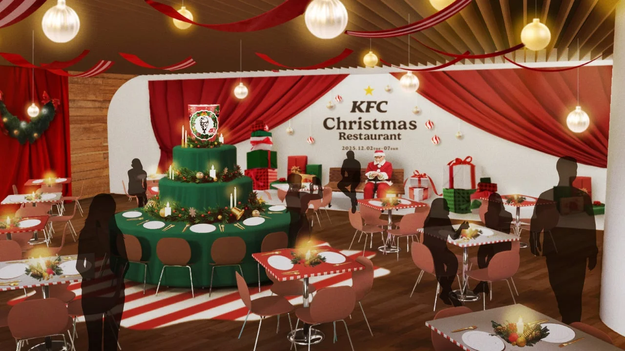 クリスマス装飾が施された「KFC Christmas Restaurant」の店内イメージ