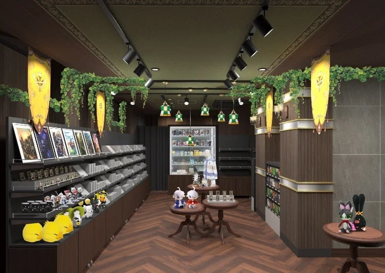 グリダニアのマーケットをモチーフにした「FFXIVグッズショップ」の内観