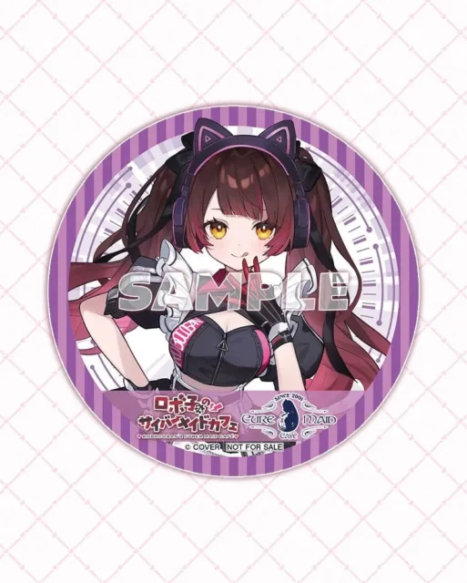 コラボメニュー注文金額特典の限定コースター。サイバーメイド姿のロボ子さんのイラスト。