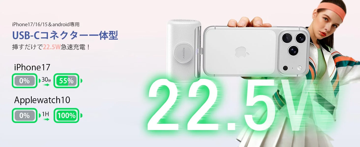 RORRY D5-10000による高速充電の性能表記