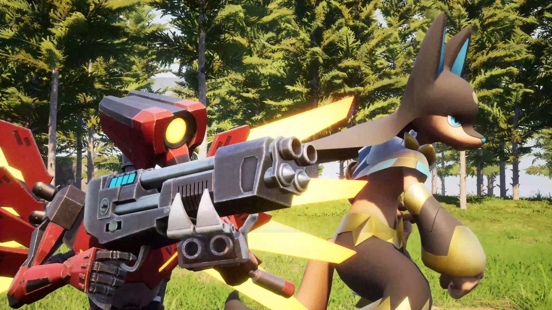 ULTRAKILLコラボスキン「V1」がパルと並走するゲームプレイ画面