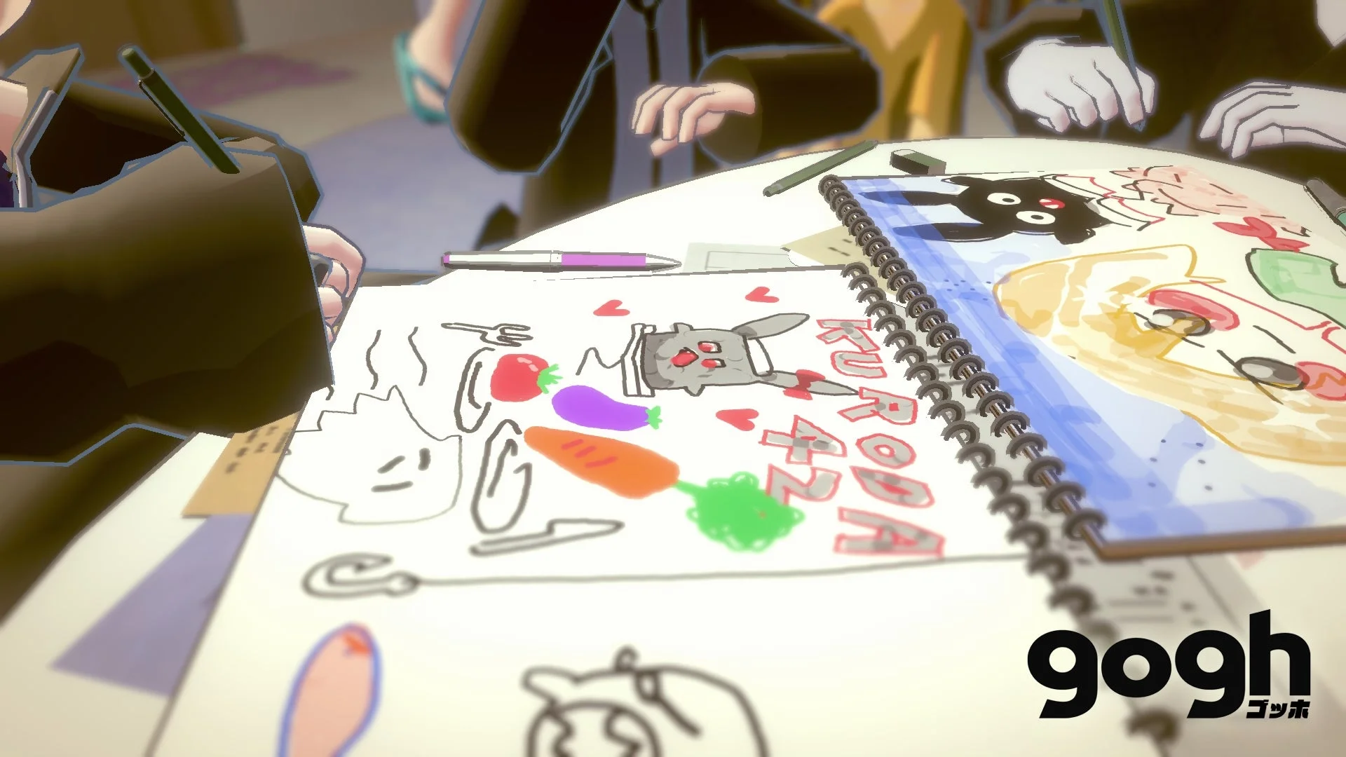 goghのお絵かきチャット機能で複数人が落書きを楽しむ様子