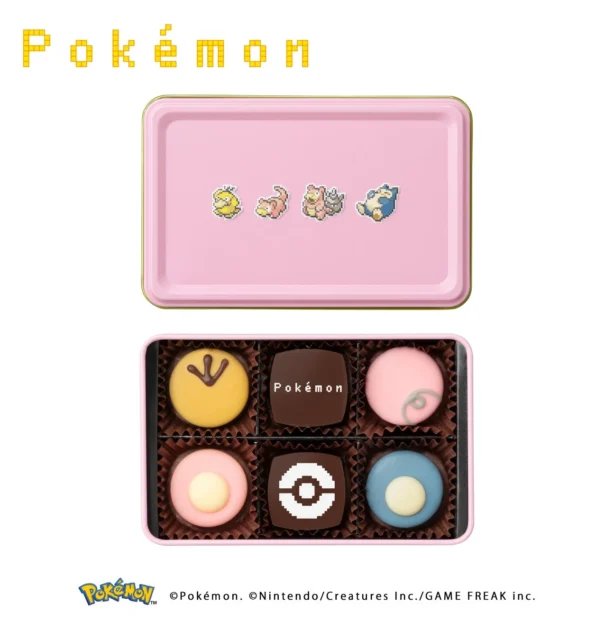 ポケモン集合デザインのアソートボックスとイメージされたチョコレート
