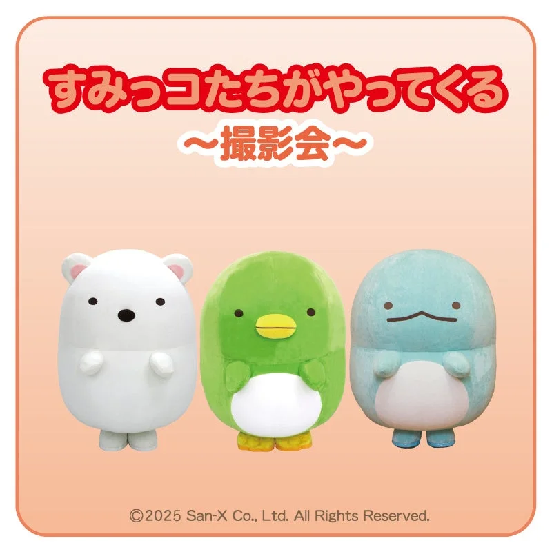 すみっコぐらしのしろくま、ぺんぎん？、とかげが登場する撮影会