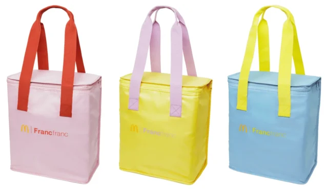 ピンク、イエロー、ブルーのビッグな保温・保冷バッグ