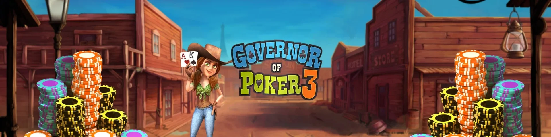 ガバナー・オブ・ポーカー3のワイルド・ウェスト世界観を示すゲームビジュアル