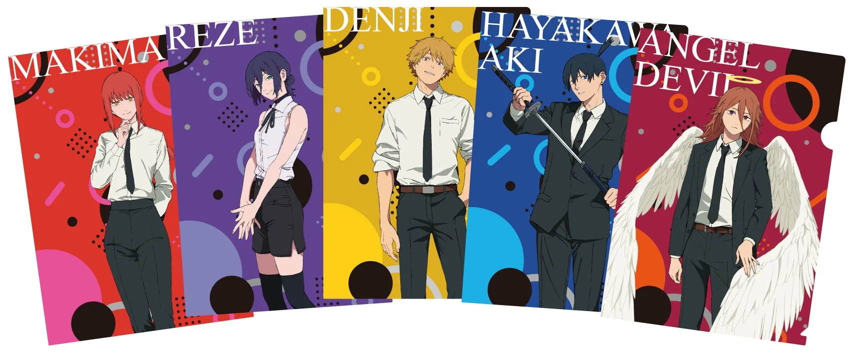 キャンペーンでもらえる「チェンソーマン」コラボクリアファイル5種類のデザイン