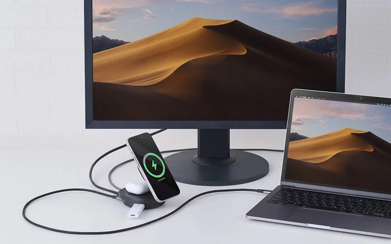 ドッキングステーションでスマホ・AirPods充電とPCの外部ディスプレイ出力