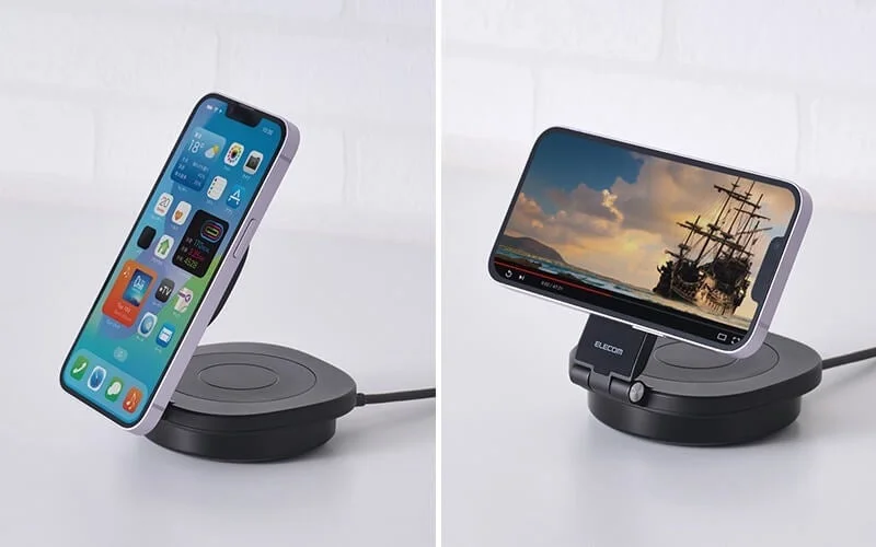 Qi2ドッキングステーションでスマホを縦横どちらでもワイヤレス充電